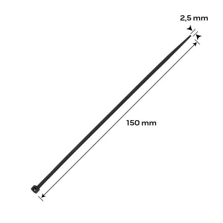 EXTREME kablo bağları 2,5 x 150 mm, siyah, 100 adet
