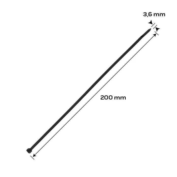 EXTREME kablo bağları 3,6 x 200 mm, siyah