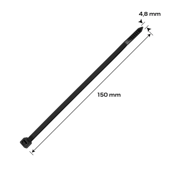 EXTREME kablo bağları 4,8 x 150 mm, siyah, 100 adet