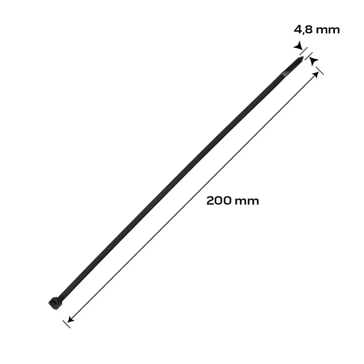 EXTREME kablo bağları 4,8 x 200 mm, siyah
