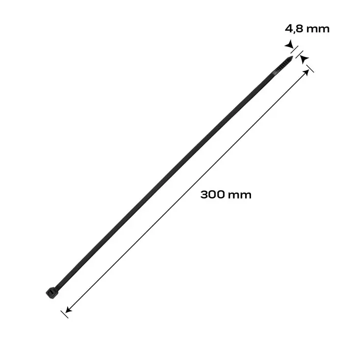 EXTREME kablo bağları 4,8 x 300 mm, siyah