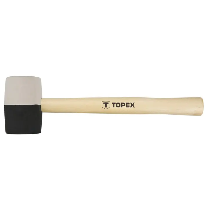 Kauçuk tokmak 58 mm, 450 g, siyah-beyaz kauçuk, ahşap sap