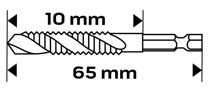HSS TiN dişli matkap ucu, M3 x 0,5 mm, Hex