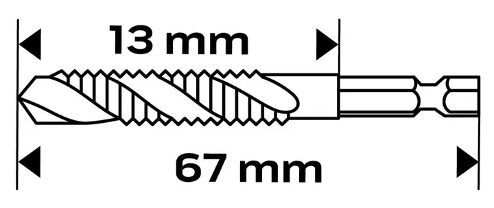 HSS TiN dişli matkap ucu, M5 x 0,8 mm, Hex