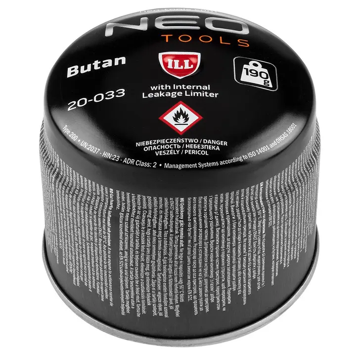 Bütan gaz kartuşu 190g, damgalı
