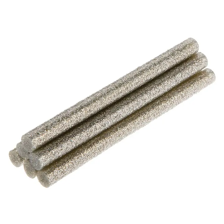 Yapıştırıcı çubukları, 8 mm x 100 mm, gümüş, simli, 6 adet