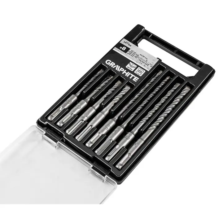 SDS Plus çift helisli beton matkap ucu seti 5, 6, 8, 10 x 110 mm, 5, 6, 8, 10 x 160 mm