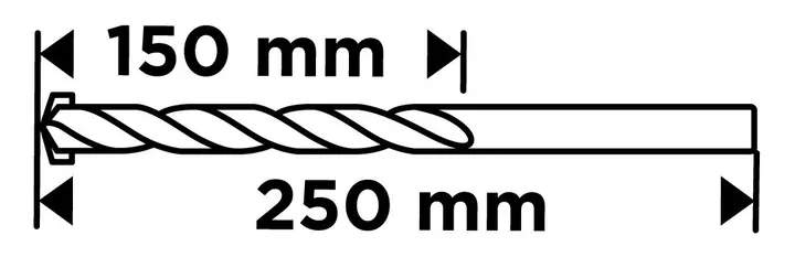 Beton matkap ucu 10 x 250 mm, taşlanmış