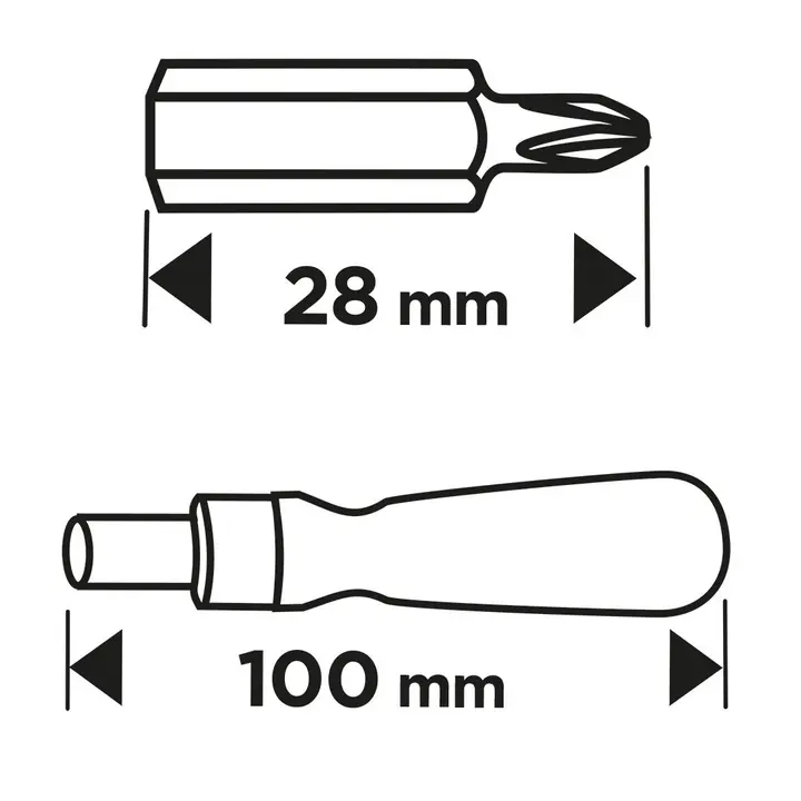 Manyetik tutuculu (100 mm) hassas uç seti 28 mm, 31 adet