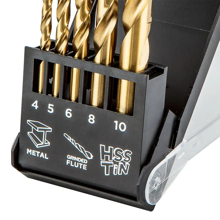 HSS-TiN metal matkap uçları, 4,0 - 10 mm, 5 parça set