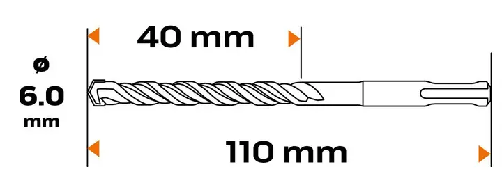 SDS Plus beton matkap ucu, 6 x 110 mm, S4, quatro