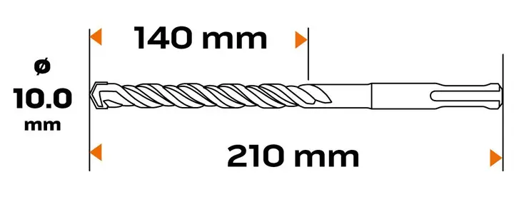 SDS Plus beton matkap ucu, 10 x 210 mm, S4, quatro