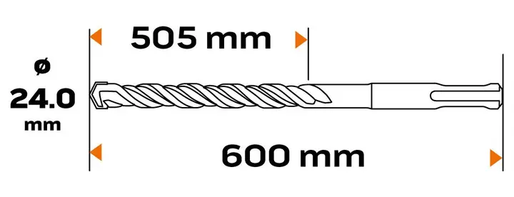 SDS Plus beton matkap ucu, 24 x 600 mm, S4, quatro