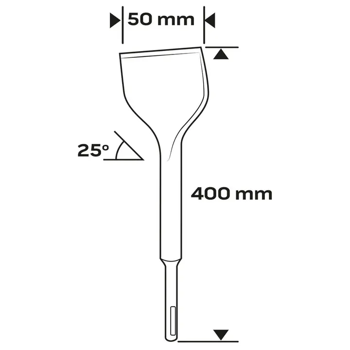 SDS Max keski 50 x 400 mm, 25°