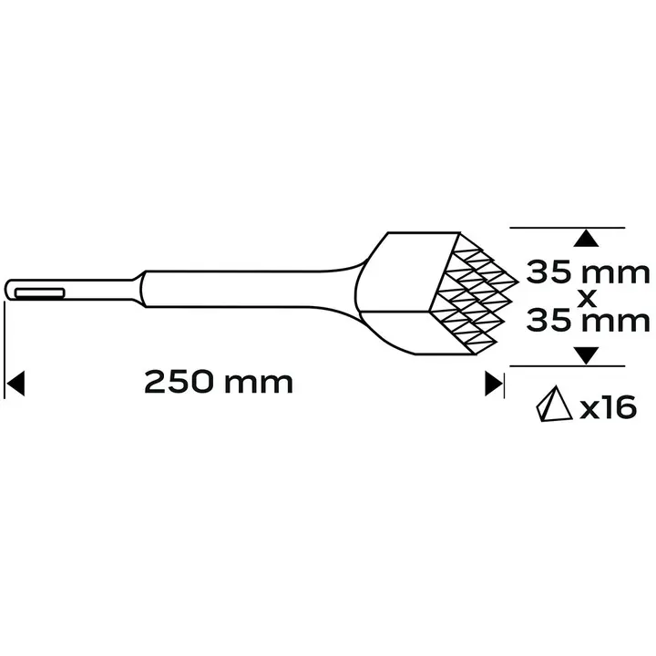 SDS Max pürüzlendirme ucu 35 x 35 mm, 16 diş