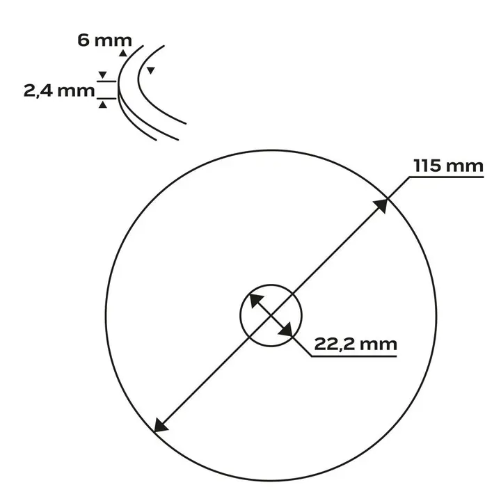 Elmas disk 115 x 22,2 mm, turbo