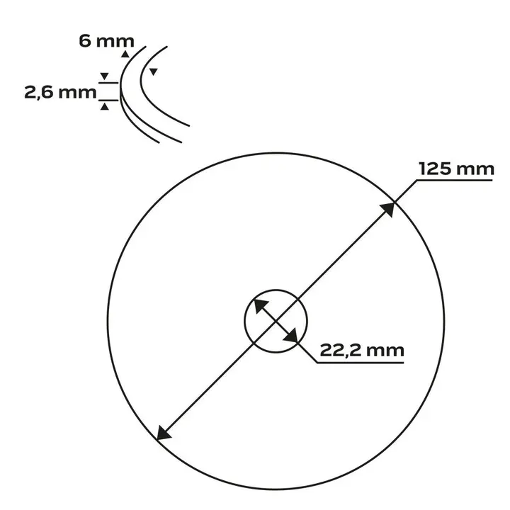 Elmas disk 125 x 22,2 mm, turbo