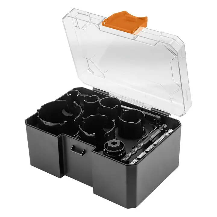 Karbür bıçaklı çelik panç testereler (20, 25, 32, 38, 51, 64 mm), 11 parça set