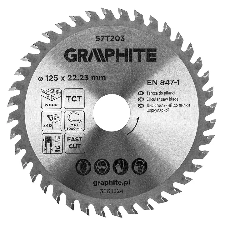 HM uçlu dairesel testere bıçakları 125 x 22,23 mm