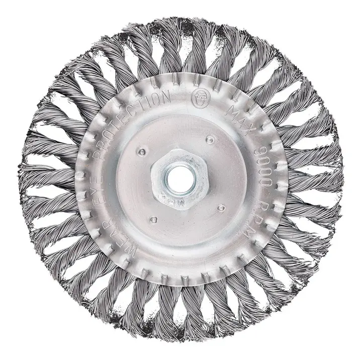 Tel çark fırça 150 mm, bükümlü tel, çelik, M14